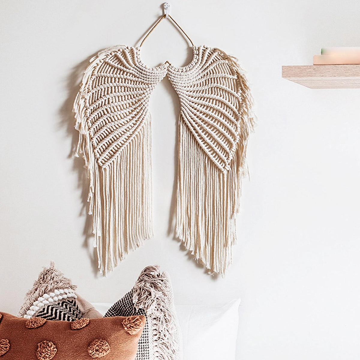 Maxbell Cotton Macrame Woven Wing Wall Hanging Tapestry Bohemian Boho Home Art Decor