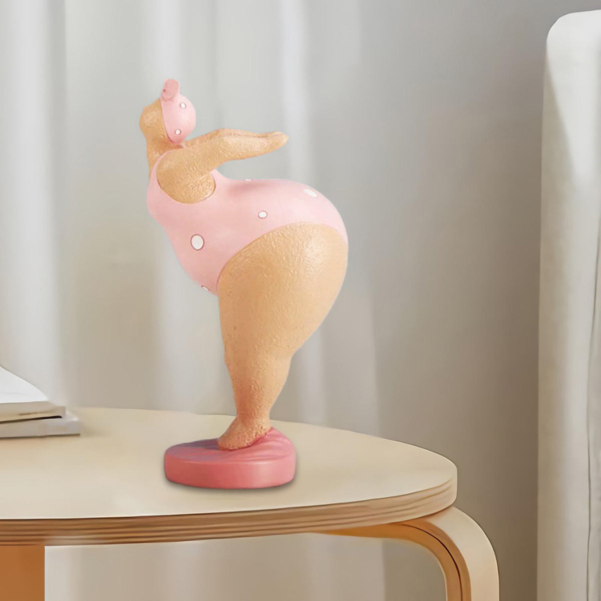 Maxbell Resin Fat Lady Yoga Figurines Meditation for Cabinet Decoration Pink B