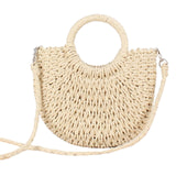 Maxbell Women Straw Bag Handmade Tote Beach Summer Crossbody Shoulder Bag Beige