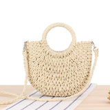 Maxbell Women Straw Bag Handmade Tote Beach Summer Crossbody Shoulder Bag Beige