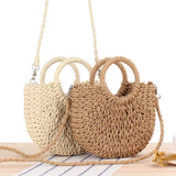 Maxbell Women Straw Bag Handmade Tote Beach Summer Crossbody Shoulder Bag Beige