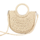 Maxbell Women Straw Bag Handmade Tote Beach Summer Crossbody Shoulder Bag Beige