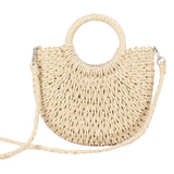 Maxbell Women Straw Bag Handmade Tote Beach Summer Crossbody Shoulder Bag Beige