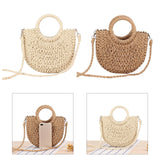 Maxbell Women Straw Bag Handmade Tote Beach Summer Crossbody Shoulder Bag Brown