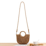 Maxbell Women Straw Bag Handmade Tote Beach Summer Crossbody Shoulder Bag Brown