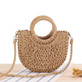 Maxbell Women Straw Bag Handmade Tote Beach Summer Crossbody Shoulder Bag Brown