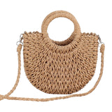 Maxbell Women Straw Bag Handmade Tote Beach Summer Crossbody Shoulder Bag Brown