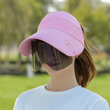 Maxbell Women Sun Hat Outdoor Anti-UV Cycling Floppy Summer Sunglasses Visor Pink