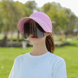 Maxbell Women Sun Hat Outdoor Anti-UV Cycling Floppy Summer Sunglasses Visor Pink