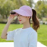 Maxbell Women Sun Hat Outdoor Anti-UV Cycling Floppy Summer Sunglasses Visor Pink