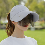 Maxbell Women Sun Hat Outdoor Anti-UV Cycling Floppy Summer Sunglasses Visor Grey