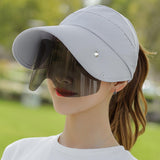 Maxbell Women Sun Hat Outdoor Anti-UV Cycling Floppy Summer Sunglasses Visor Grey