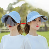 Maxbell Women Sun Hat Outdoor Anti-UV Cycling Floppy Summer Sunglasses Visor Blue