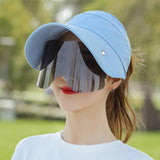 Maxbell Women Sun Hat Outdoor Anti-UV Cycling Floppy Summer Sunglasses Visor Blue