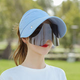 Maxbell Women Sun Hat Outdoor Anti-UV Cycling Floppy Summer Sunglasses Visor Blue