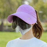 Maxbell Women Sun Hat Outdoor Anti-UV Cycling Floppy Summer Sunglasses Visor Purple