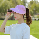 Maxbell Women Sun Hat Outdoor Anti-UV Cycling Floppy Summer Sunglasses Visor Purple