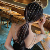 Maxbell Women Rhinestone Tassel Headband Crystal Headwear Head Chain Bridal Shiny