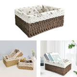 Maxbell Pastoral Woven Rattan Storage Basket for Kitchen Desktop Cloth Toy Coffee M