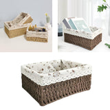 Maxbell Pastoral Woven Rattan Storage Basket for Kitchen Desktop Cloth Toy Coffee M