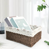 Maxbell Pastoral Woven Rattan Storage Basket for Kitchen Desktop Cloth Toy Coffee M