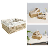 Maxbell Pastoral Woven Rattan Storage Basket for Kitchen Desktop Cloth Toy Beige L