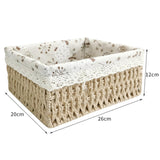 Maxbell Pastoral Woven Rattan Storage Basket for Kitchen Desktop Cloth Toy Beige L