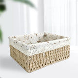 Maxbell Pastoral Woven Rattan Storage Basket for Kitchen Desktop Cloth Toy Beige L