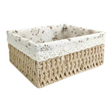 Maxbell Pastoral Woven Rattan Storage Basket for Kitchen Desktop Cloth Toy Beige L