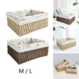 Maxbell Pastoral Woven Rattan Storage Basket for Kitchen Desktop Cloth Toy Beige M