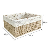 Maxbell Pastoral Woven Rattan Storage Basket for Kitchen Desktop Cloth Toy Beige M