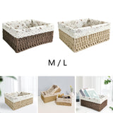 Maxbell Pastoral Woven Rattan Storage Basket for Kitchen Desktop Cloth Toy Beige M