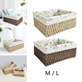 Maxbell Pastoral Woven Rattan Storage Basket for Kitchen Desktop Cloth Toy Beige M