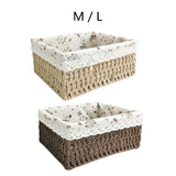 Maxbell Pastoral Woven Rattan Storage Basket for Kitchen Desktop Cloth Toy Beige M