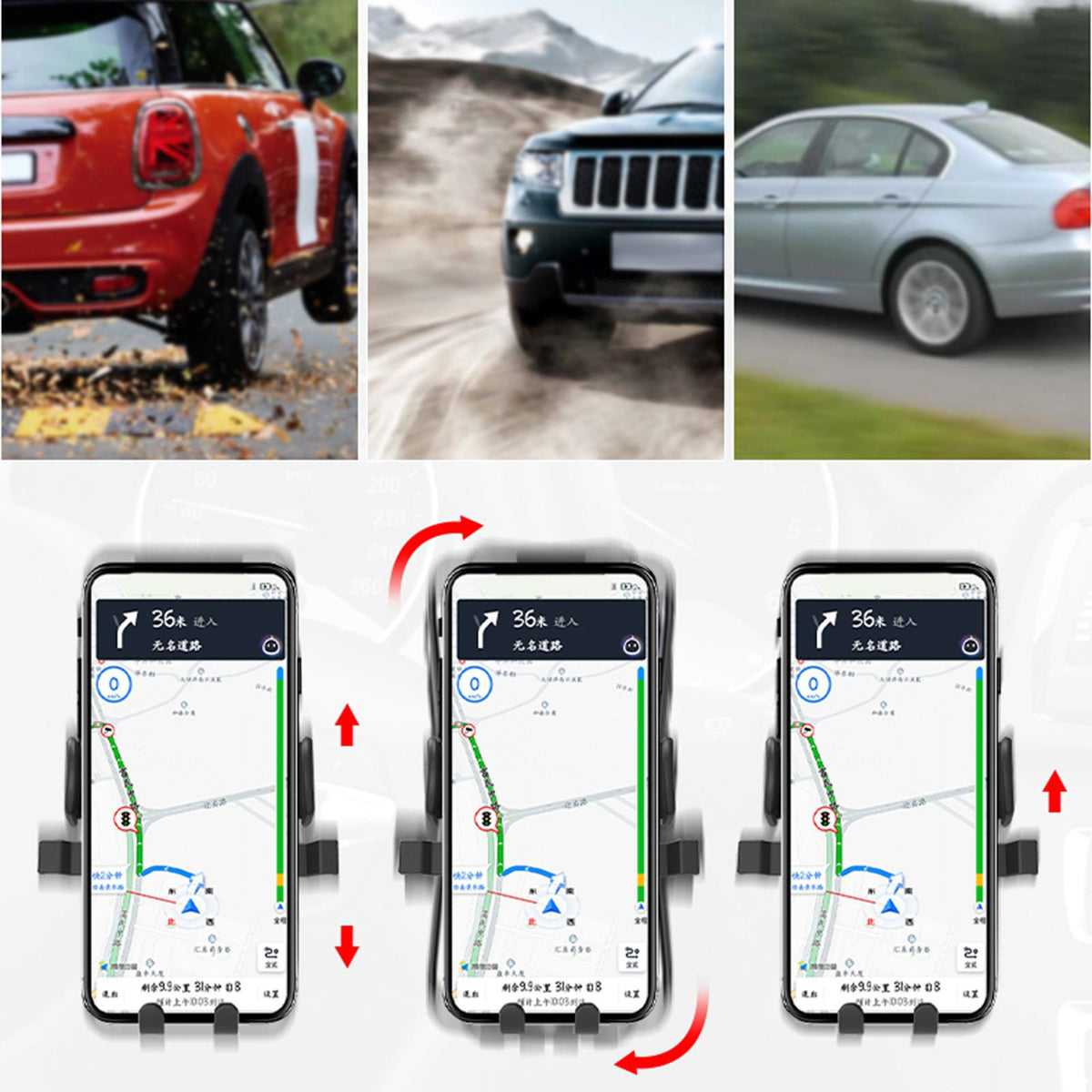 Maxbell Car Phone Holder Mount Easy Clamp Navigation for 2.52-3.58inch Cell Phones Black Air Vent