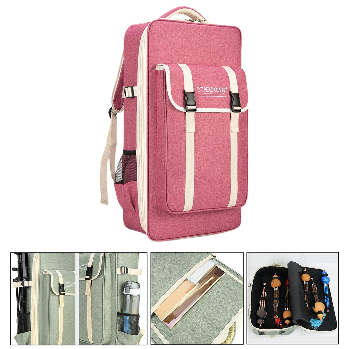 Maxbell Gourd Silk Bag with Double Shouler Straps Zipper Accessories for Traveling Pink