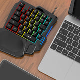 Maxbell Gaming Keypad Single Handed RGB 35 Keys Small with Wrist Rest for Tablet