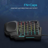Maxbell Gaming Keypad Single Handed RGB 35 Keys Small with Wrist Rest for Tablet