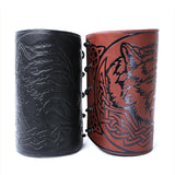 Maxbell Viking Bracers Arm Armor Cuff Wolf Wrist Guard Wristband for Cosplay Women Black