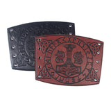 Maxbell Medieval Arm Armor Cuff Wrist Guard Quake Pattern PU Leather for Cosplay Brown