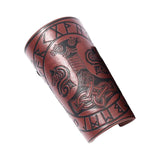 Maxbell Medieval Arm Armor Cuff Wrist Guard Quake Pattern PU Leather for Cosplay Brown