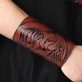 Maxbell Viking Bracers Arm Armor Cuff Wolf Wrist Guard Wristband for Cosplay Women Brown