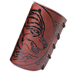 Maxbell Viking Bracers Arm Armor Cuff Wolf Wrist Guard Wristband for Cosplay Women Brown