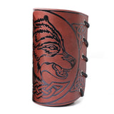 Maxbell Viking Bracers Arm Armor Cuff Wolf Wrist Guard Wristband for Cosplay Women Brown