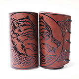 Maxbell Viking Bracers Arm Armor Cuff Wolf Wrist Guard Wristband for Cosplay Women Brown