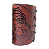 Maxbell Viking Bracers Arm Armor Cuff Wolf Wrist Guard Wristband for Cosplay Women Brown