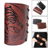 Maxbell Viking Bracers Arm Armor Cuff Wolf Wrist Guard Wristband for Cosplay Women Brown