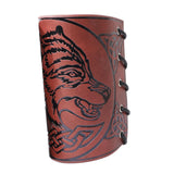 Maxbell Viking Bracers Arm Armor Cuff Wolf Wrist Guard Wristband for Cosplay Women Brown