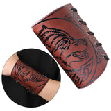 Maxbell Viking Bracers Arm Armor Cuff Wolf Wrist Guard Wristband for Cosplay Women Brown