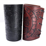 Maxbell Medieval Arm Armor Cuff Wrist Guard Quake Pattern PU Leather for Cosplay Black